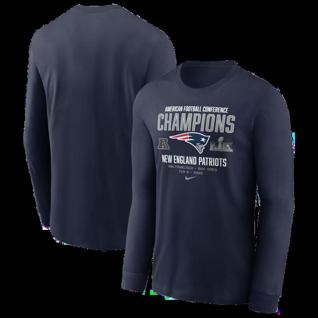 Men 2026 Nike NFL New England Patriots  long sleeved T-shirt blue 01